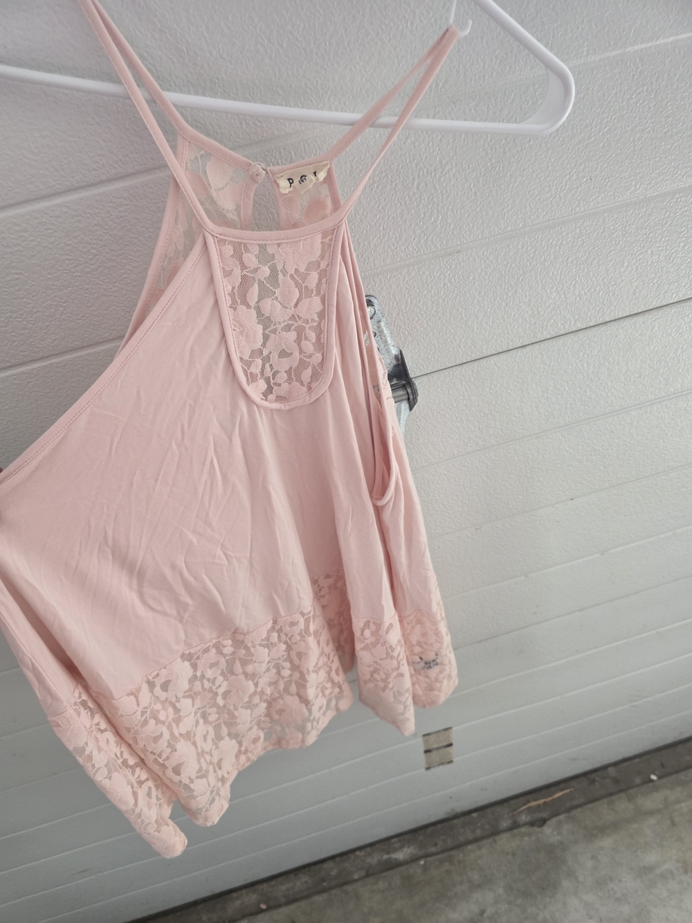 POL Lace-Trim Racerback Camisole - Pale Pink